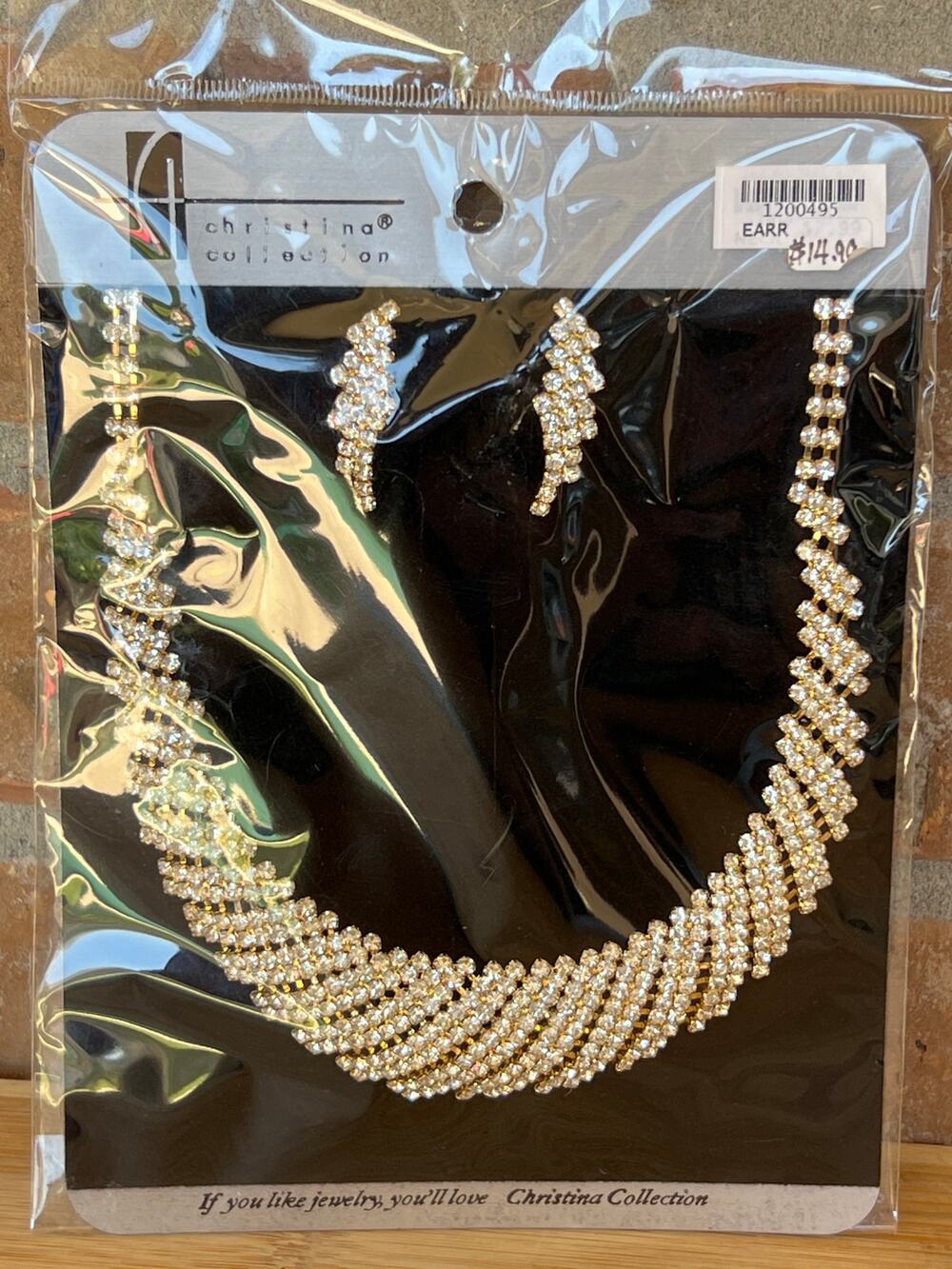 New Christina Collection Rhinestone Necklace Earrings Set Costume Jewelry  Prom